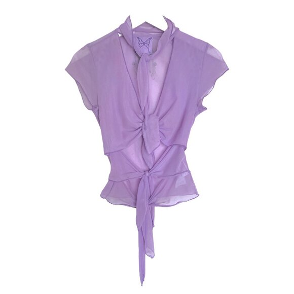 Anna Sui X Heaven Marc Jacobs Mesh Tie Top Small - Limited Edition- $95.00 Lilac - Picture 2 of 14
